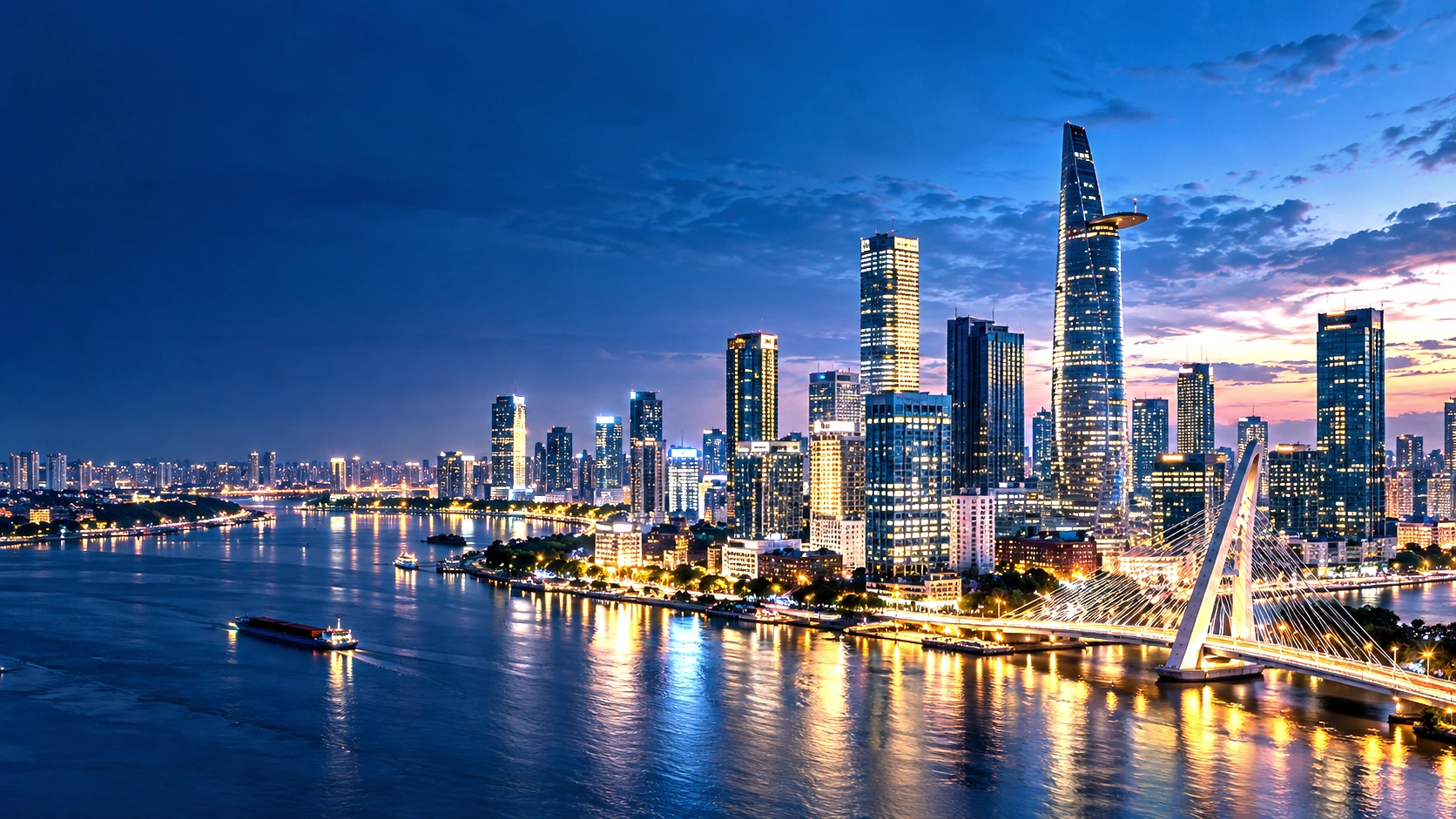 Đường chân trời Thành phố Hồ Chí Minh bên sông